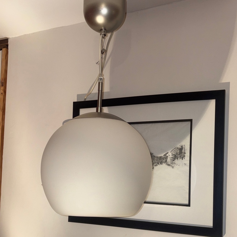 Y2K Ikea “Minut”Modern White Globe Round Hanging Light Foyer Dining Room Patio